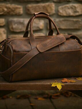 Genuine Leather  Heritage Garment Duffel Bag (Vintage) 21.5*11.5*9.5Inches GIFTS